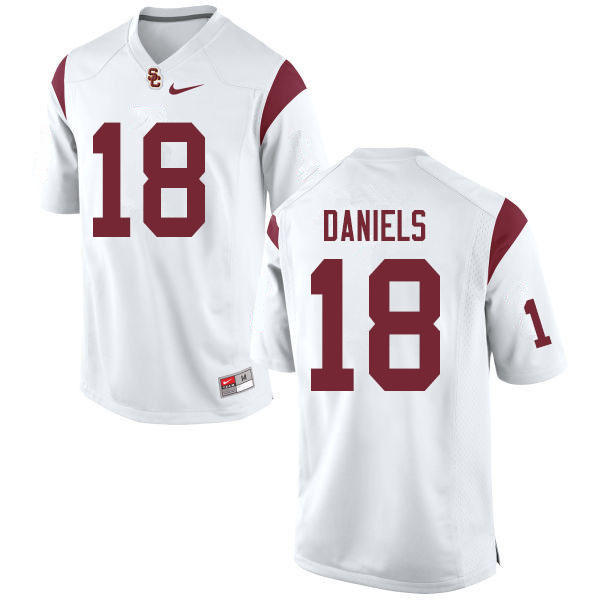 Men #18 JT Daniels USC Trojans College Football Jerseys Sale-White - Click Image to Close